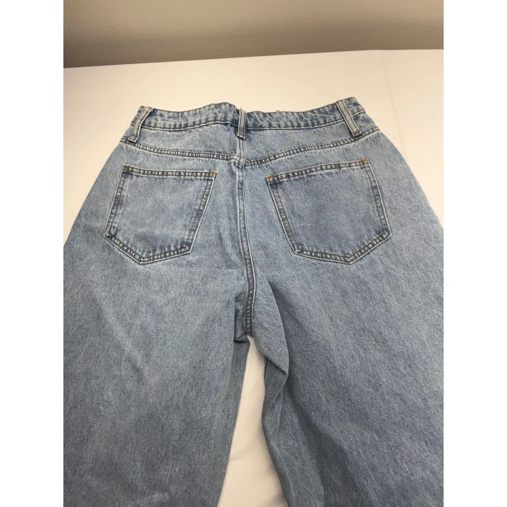 Fashion Nova Amplified Lace Up Straight Leg Jeans Light Wash Size 7 NEW Retro